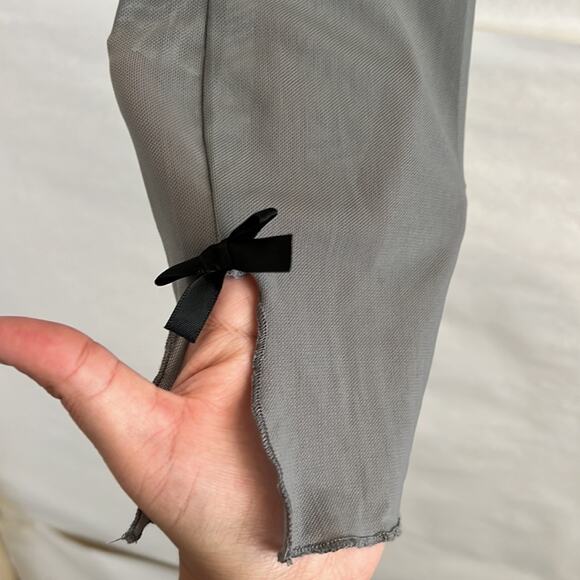 Sugar Moon Gray Mesh Bow Top XL Long Sleeve Ruffle Edge Coquette Y2K Crop - Picture 7 of 11